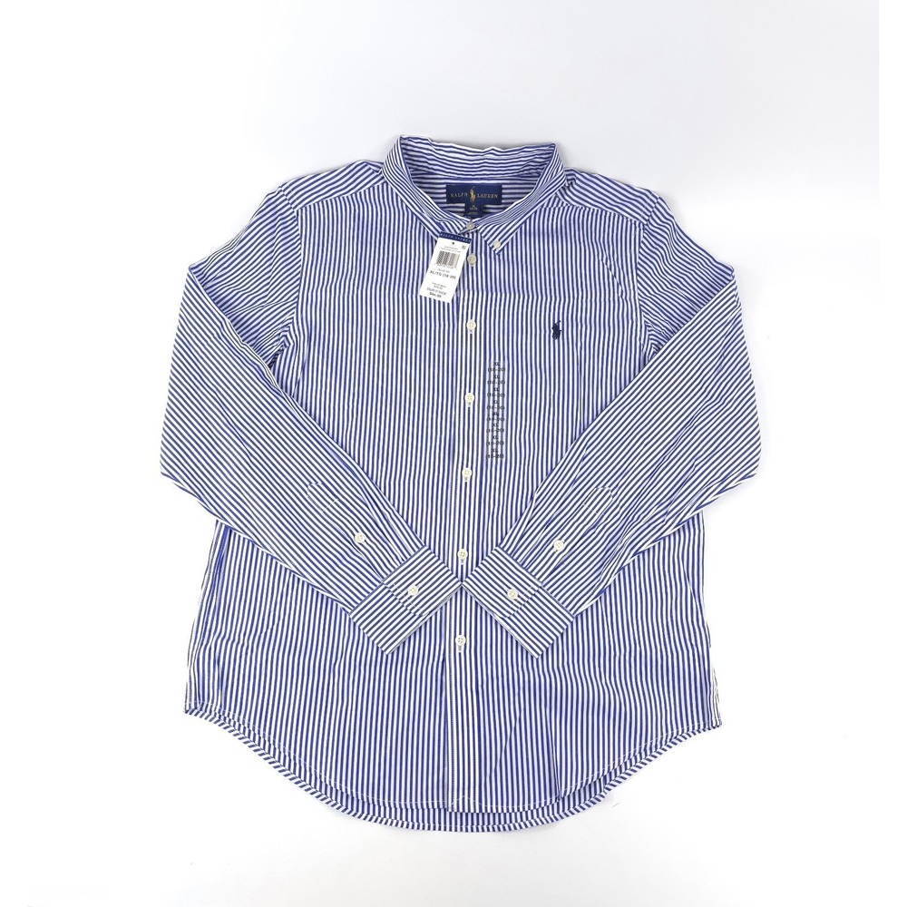 Polo Ralph Lauren Big Boys Blue Poplin Long Sleeve Shirt Sz XL 18-20